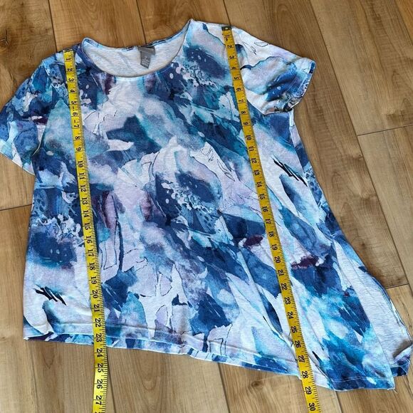 Chicos Women's Short Sleeve Asymmetrical Top Large (Chico's 2) - Picture 5 of 9